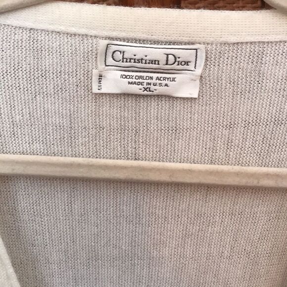 VINTAGE OLD MONEY CHRISTIAN DIOR LADIES XL CARDIGAN IVORY CREAM GRANNY CHIC - Picture 3 of 8